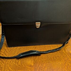 Black Leather Mens or Womens Briefcase